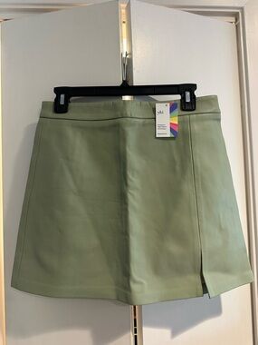 Green Faux Leather Mini Skirt